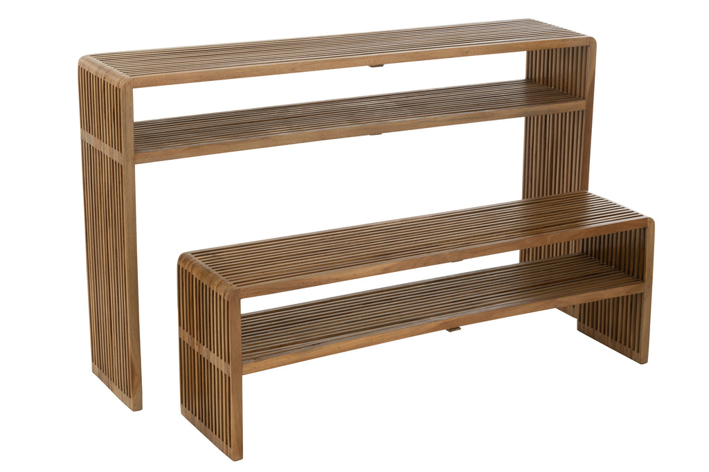 Set de 2 consoles Tabanan avec étagère en teck recyclé - J-Line