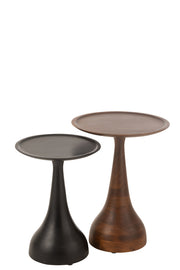 Set de 2 tables d'appoint Alberta en bois de manguier marron et noir - J-Line