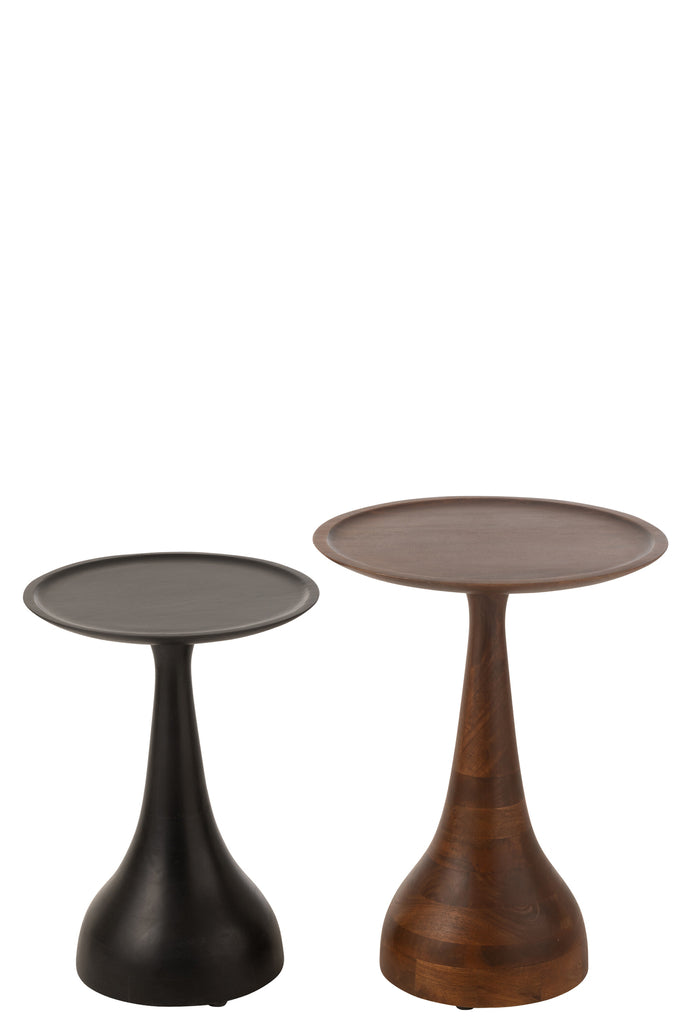 Set de 2 tables d'appoint Alberta en bois de manguier marron et noir - J-Line