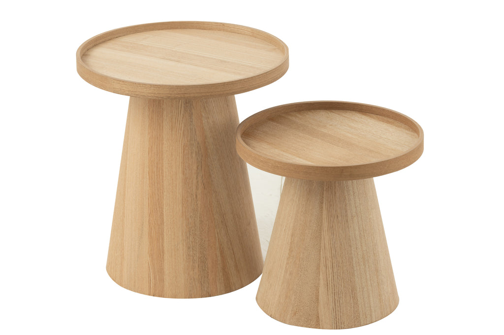 Set de 2 tables d'appoint rondes Oamaru en bois naturel - J-Line