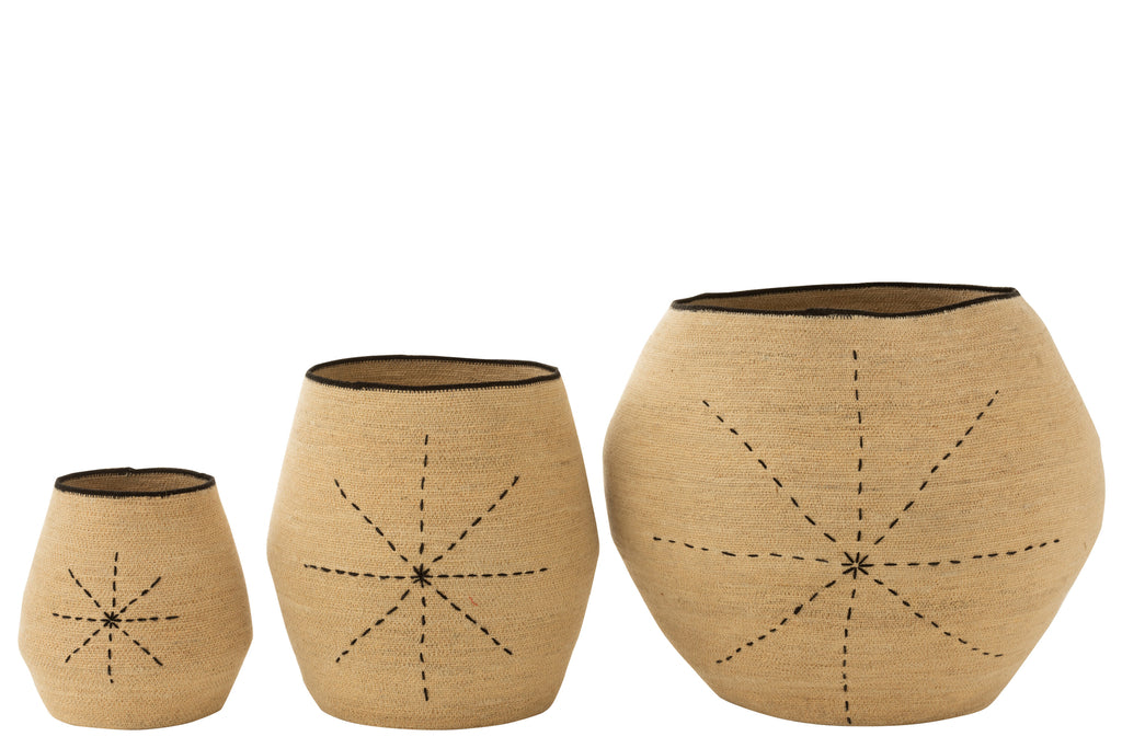 Set de 3 paniers Lombok en jonc de mer naturel - J-Line