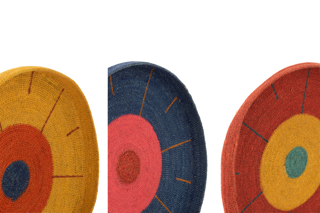 Ensemble de 3 plateaux de décoration murale multicolor en mélange de jonc de mer - J-Line