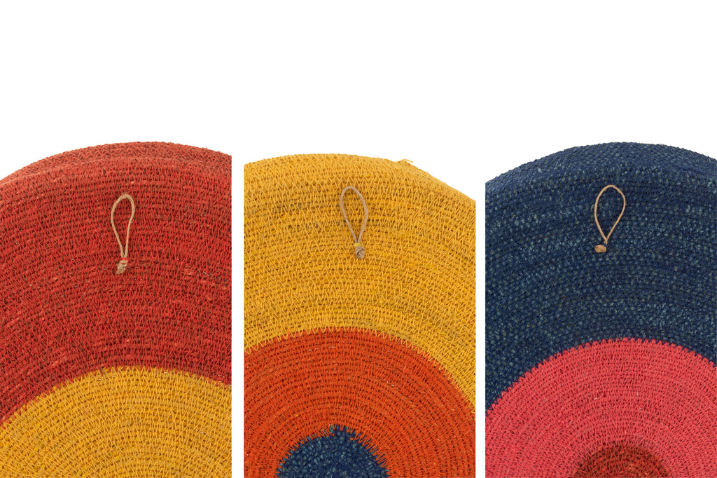 Ensemble de 3 plateaux de décoration murale multicolor en mélange de jonc de mer - J-Line