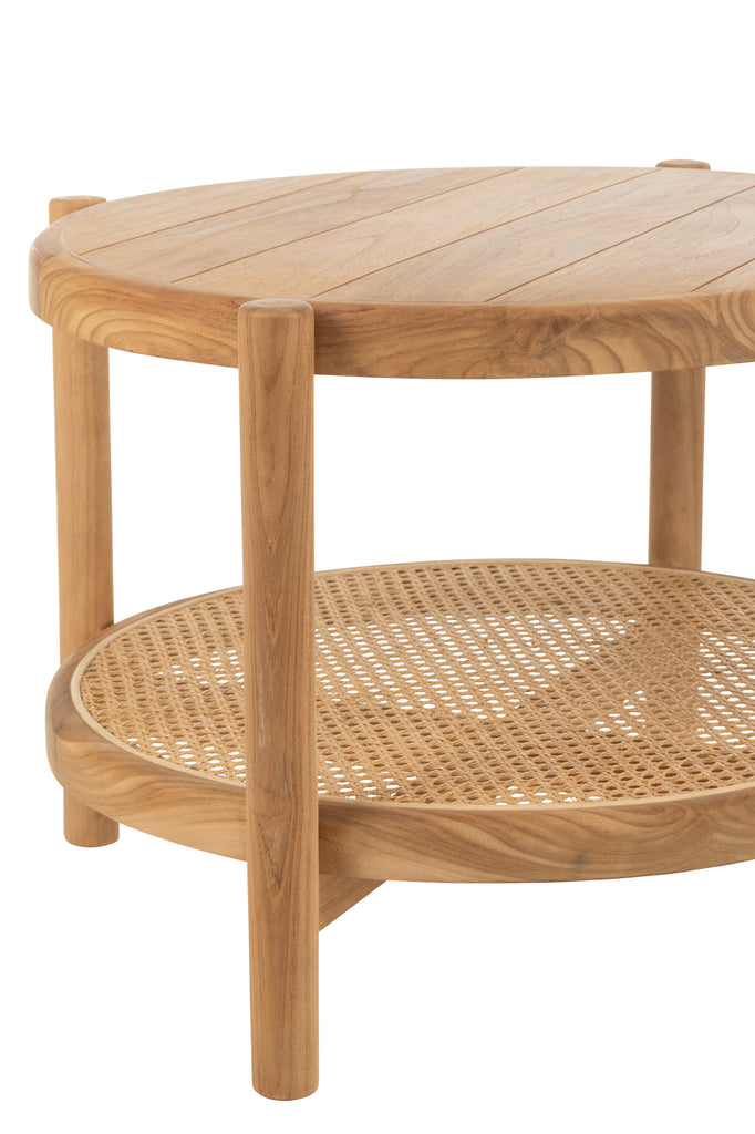 Table d'appoint ronde Malaga en teck et cannage rotin - J-Line