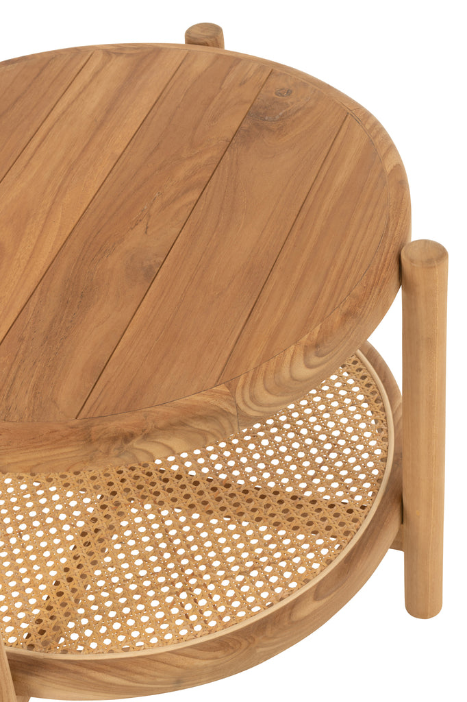 Table d'appoint ronde Malaga en teck et cannage rotin - J-Line