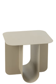 Table d'appoint carrée Dakota en métal beige - J-Line