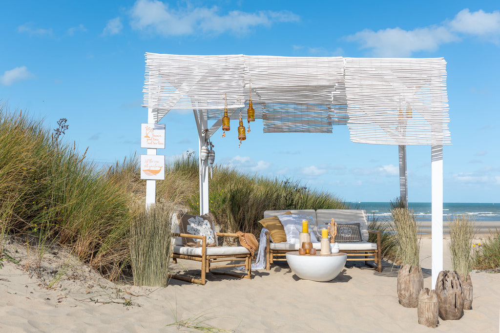 Canapé de jardin Lola 2 places en bambou et textile - J-Line