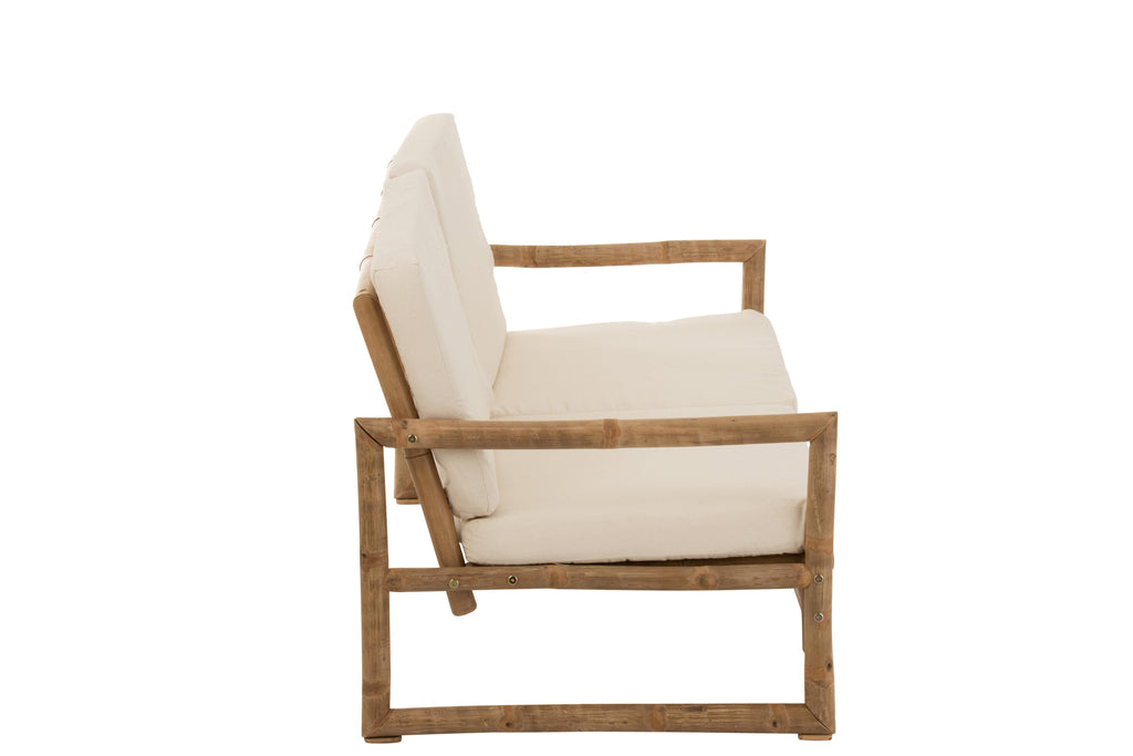 Canapé de jardin Lola 2 places en bambou et textile - J-Line