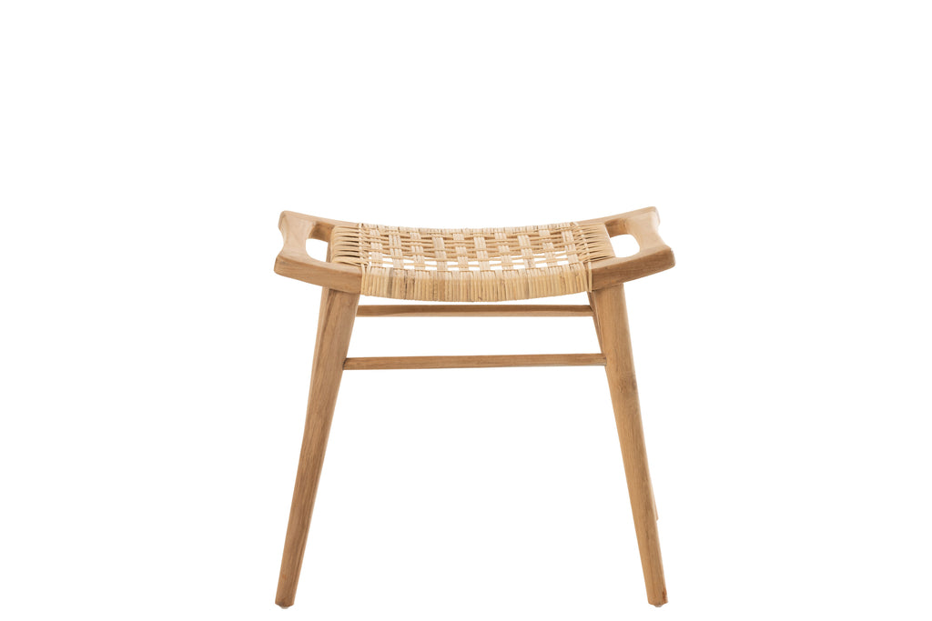 Tabouret Farah en bois de teck et rotin - J-Line