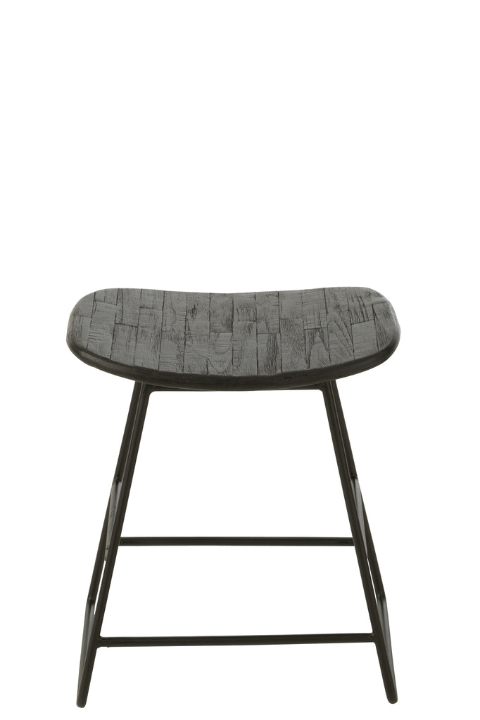 Tabouret Gilipoh en teck recyclé noir - J-Line