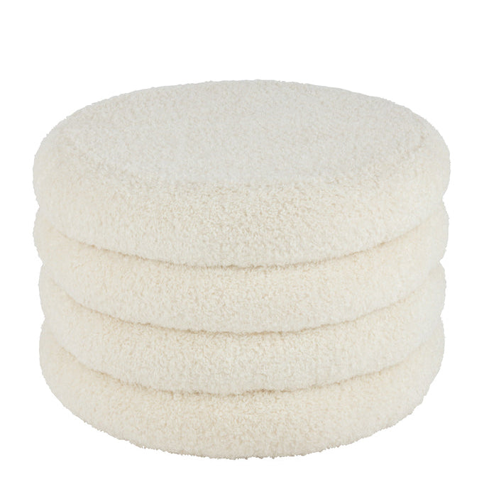 Pouf rond Teddy en bouclette blanc - J-Line