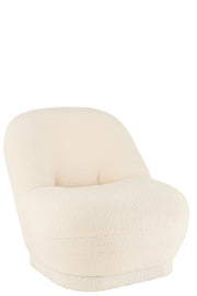 Pouf Teddy en bouclette blanc - J-Line