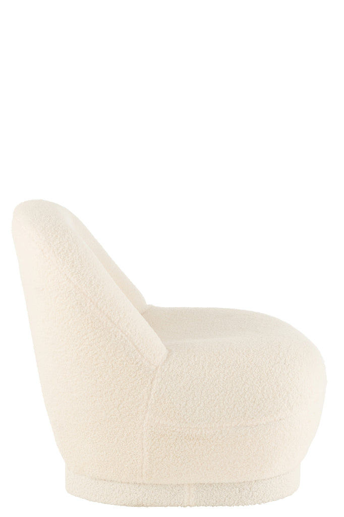 Pouf Teddy en bouclette blanc - J-Line