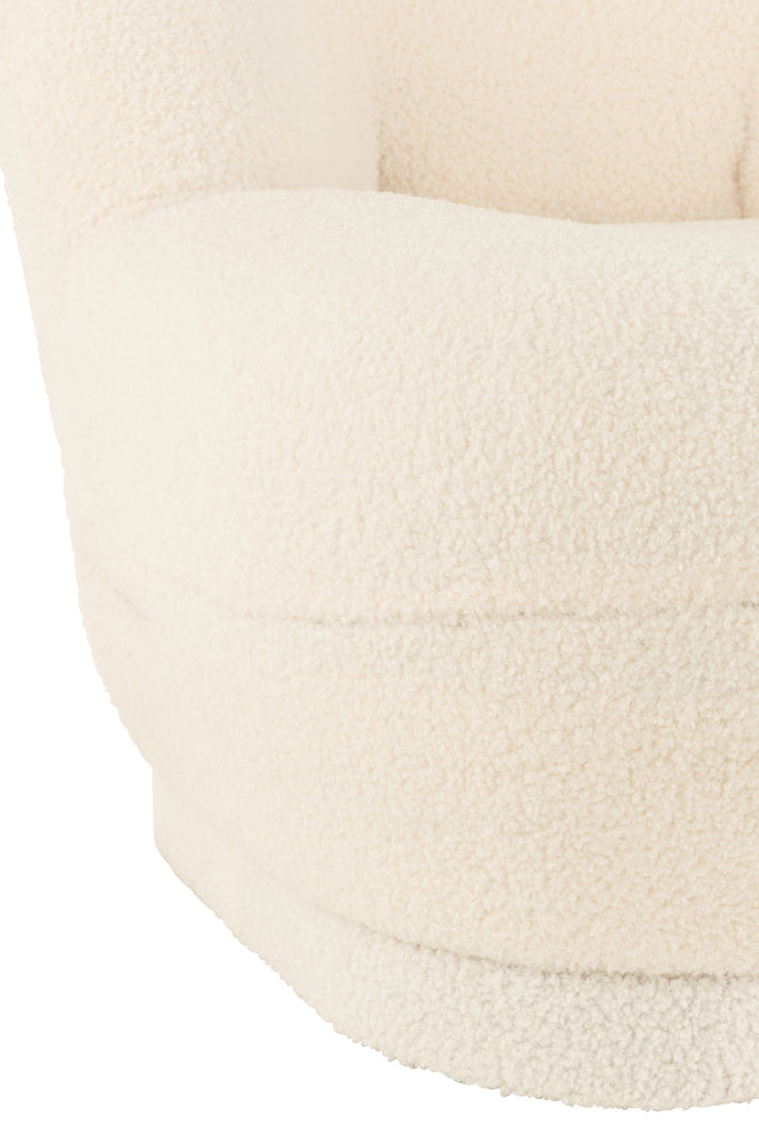 Pouf Teddy en bouclette blanc - J-Line
