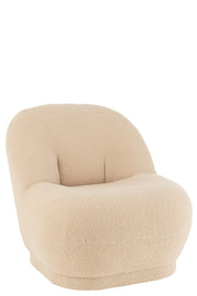 Pouf Teddy en bouclette beige - J-Line