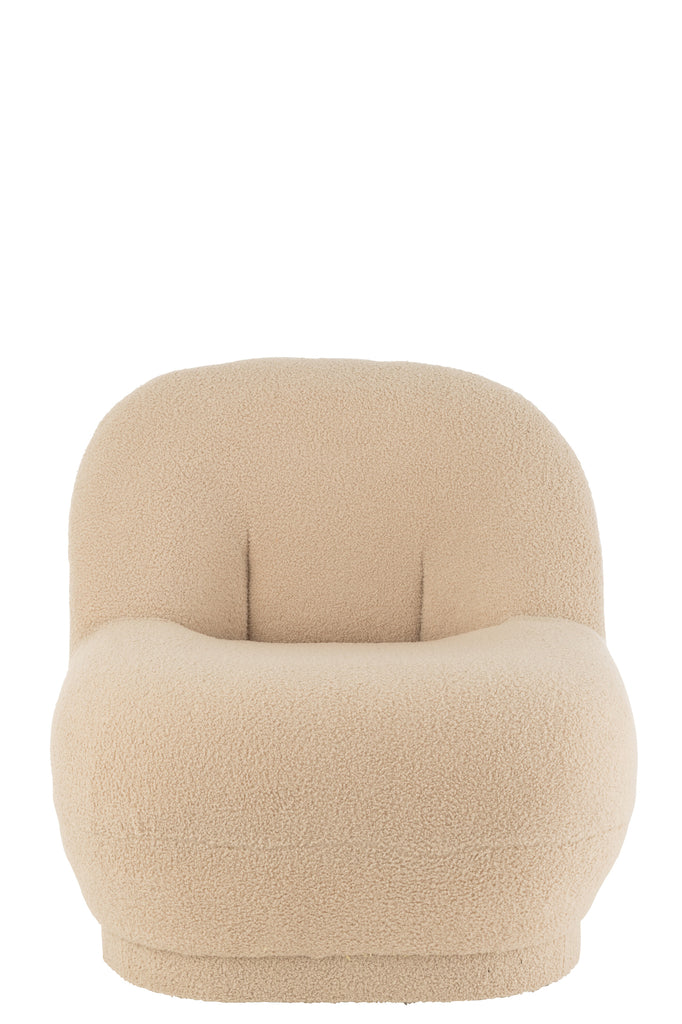 Pouf Teddy en bouclette beige - J-Line