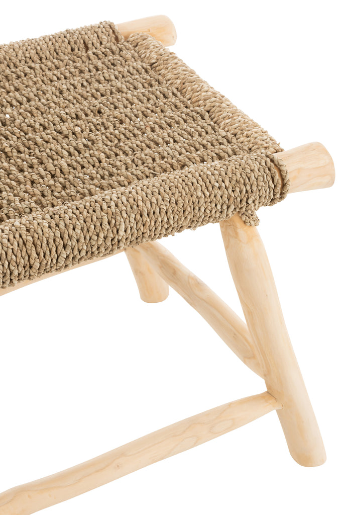 Tabouret Timor en bois de teck et herbe de mer grand - J-Line