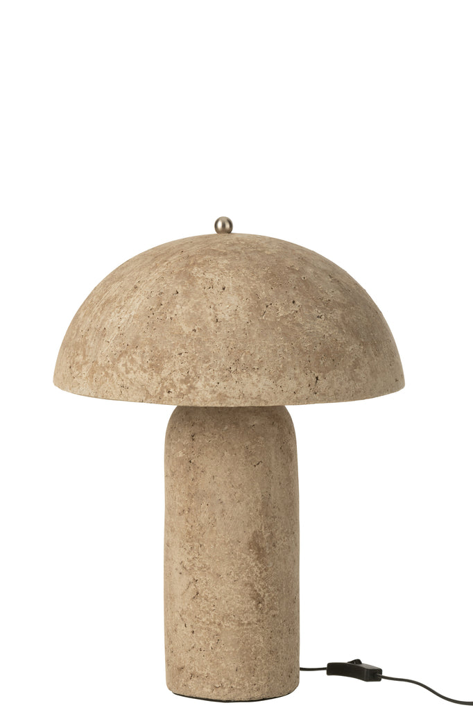 Lampe à poser champignon Casiss en papier mâché beige - J-Line