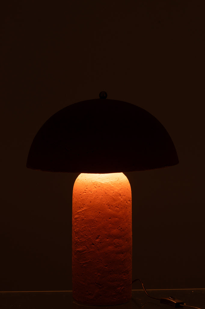 Lampe à poser champignon Casiss en papier mâché orange - J-Line