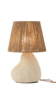 Lampe à poser Marrakech en jute et céramique beige - J-Line