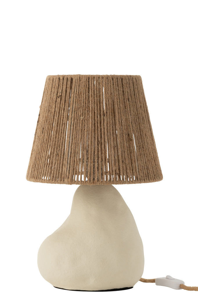 Lampe à poser Marrakech en jute et céramique beige - J-Line