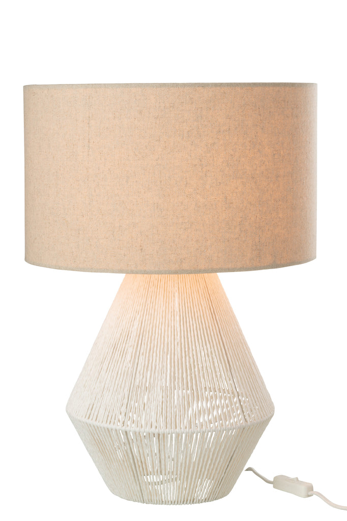 Lampe à poser Nias en corde de jute blanche - J-Line