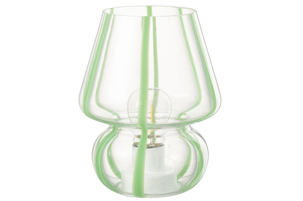 Lampe à poser Verona à rayures en verre vert - J-Line