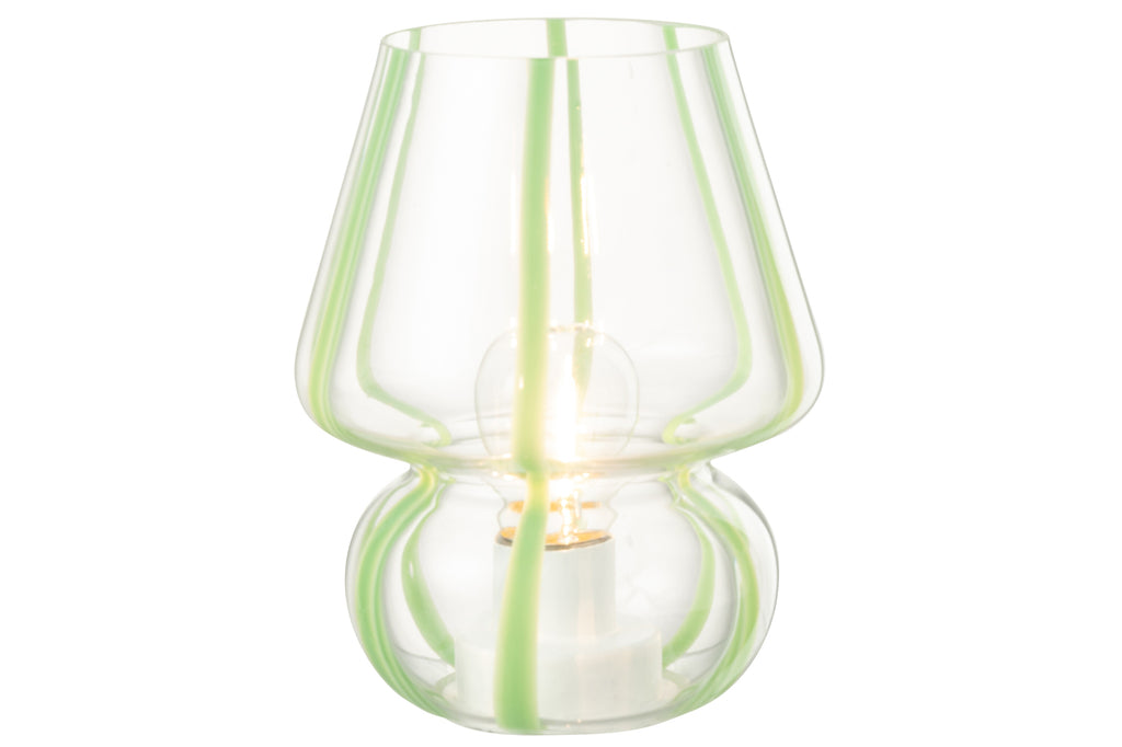 Lampe à poser Verona à rayures en verre vert - J-Line