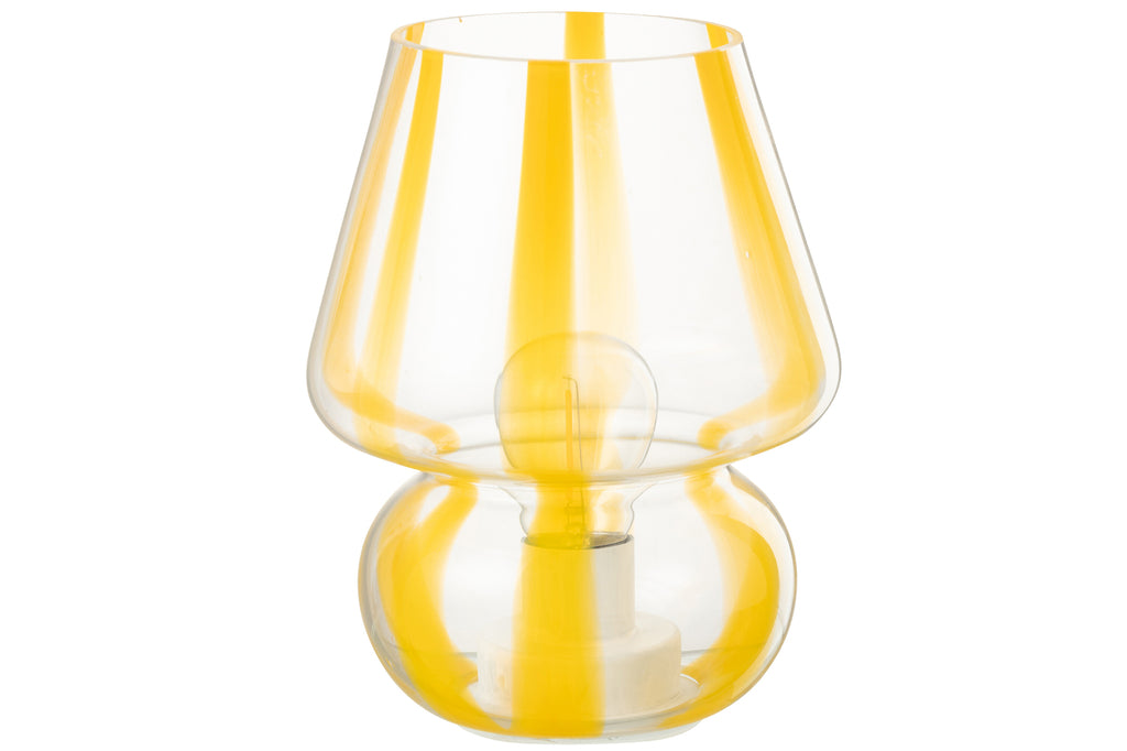 Lampe à poser Verona à rayures en verre jaune - J-Line