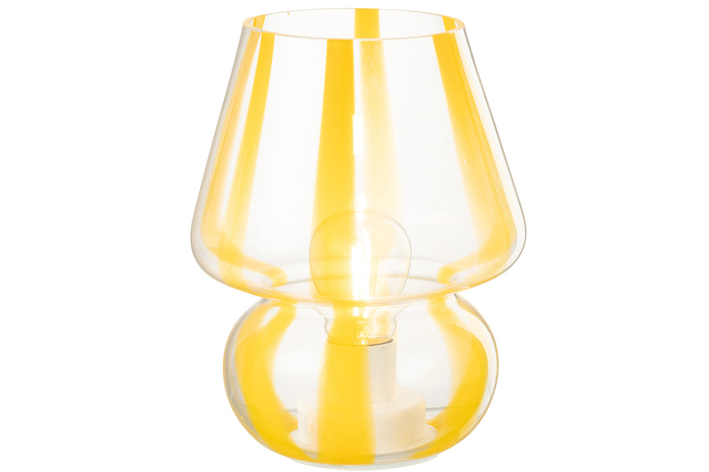 Lampe à poser Verona à rayures en verre jaune - J-Line