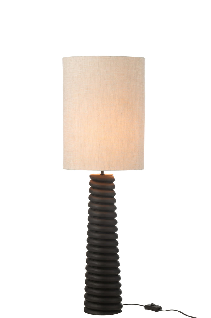 Lampe à poser Mentawai en bois d'ailanthus large noir - J-Line