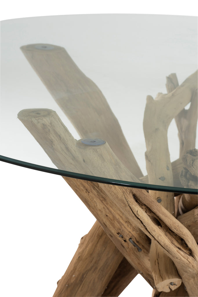 Table à manger ronde Yorick en branche de bois - J-Line