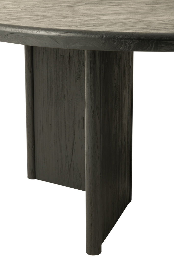 Table à manger ronde Klaten en bois de teck noir - J-Line