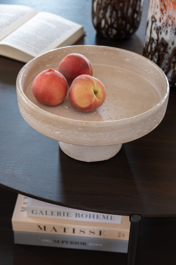 Plateau piédestal décoratif “Oline” – Travertin naturel, Design sculptural | J-Line