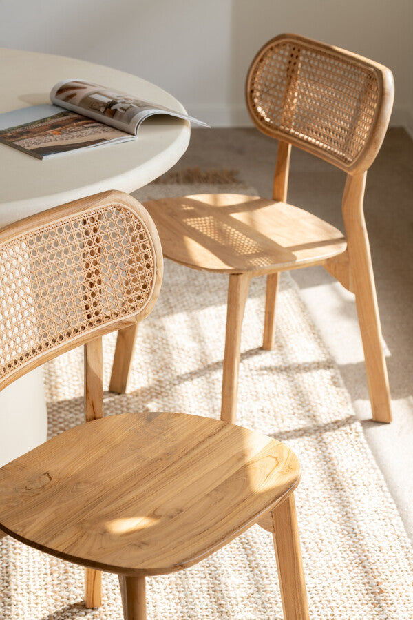 Chaise "Cacahuète" en Teck Naturel – Design Moderne, en Teck et Rotin | J-Line