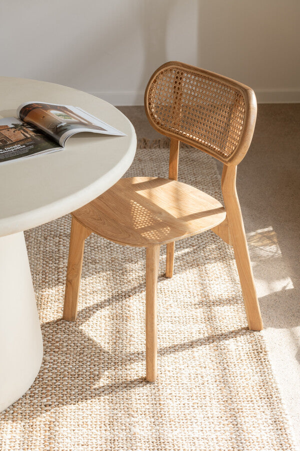 Chaise "Cacahuète" en Teck Naturel – Design Moderne, en Teck et Rotin | J-Line