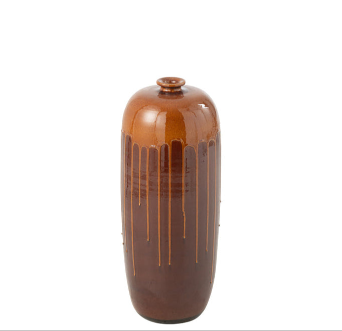 Vase Lee en terre cuite brillante marron/orange petit - J-Line