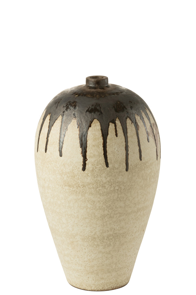 Vase Senggigi en céramique beige et marron petite - J-Line