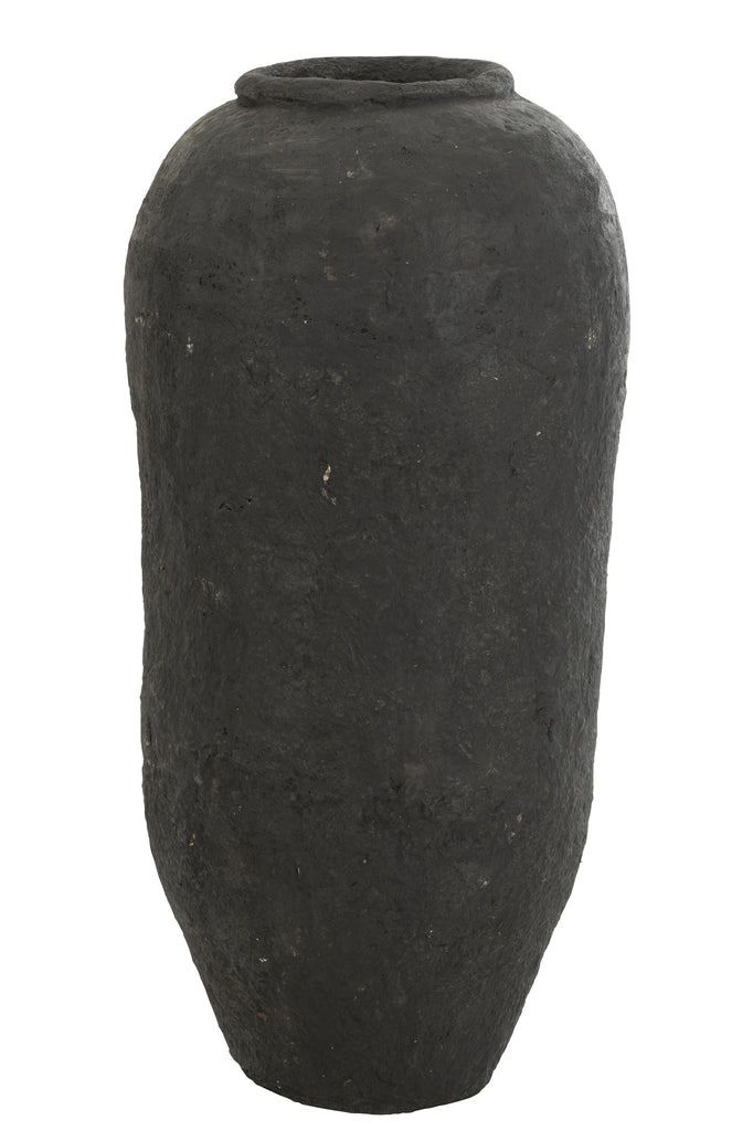 Vase Hitam en papier mâché noir grand - J-Line