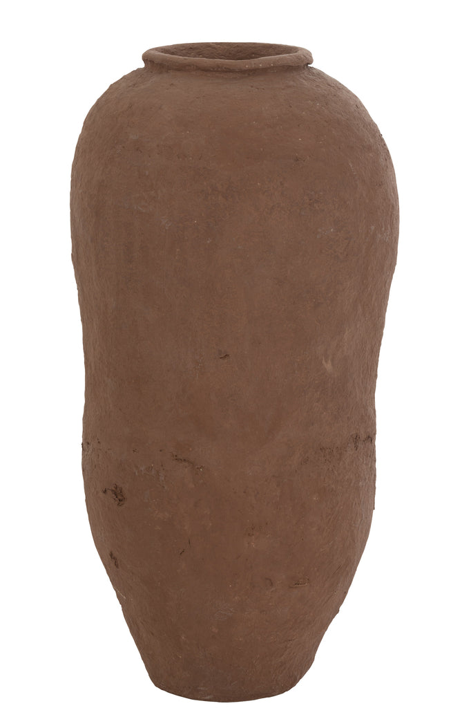 Vase Coklat en papier mâché marron grand - J-Line