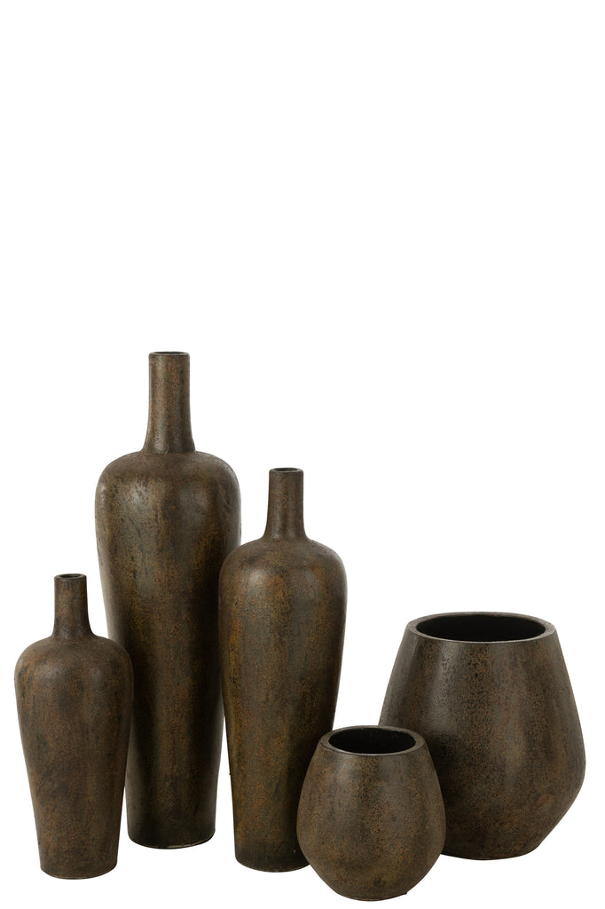 Vase Victor en ciment marron grand - J-Line