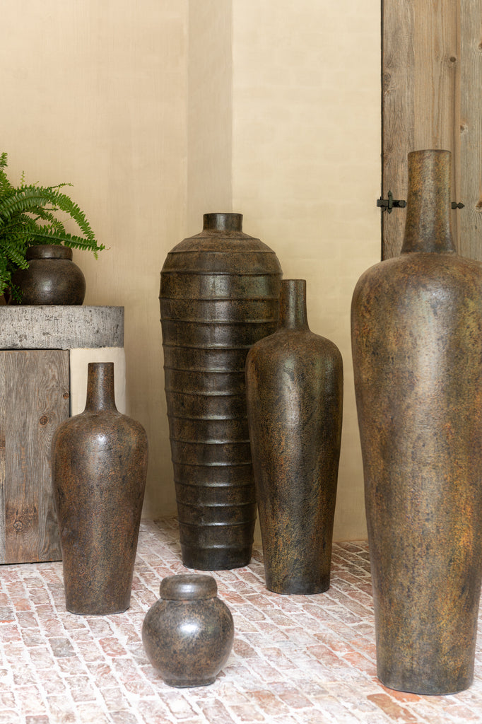 Vase Victor en ciment marron grand - J-Line